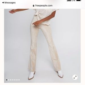 FREE PEOPLE VELVET CREAM FLARE PANT